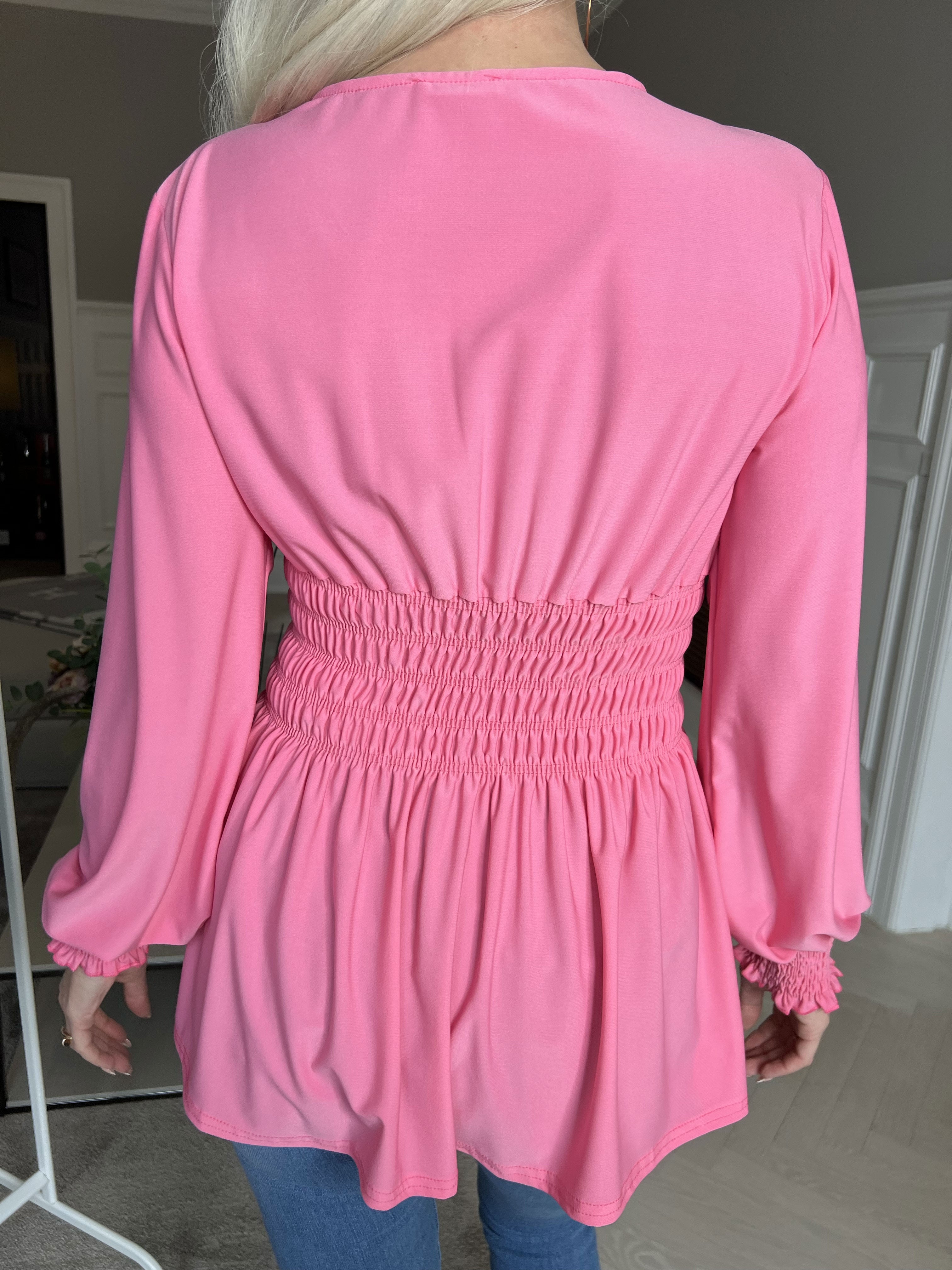 Pams Plain Shirt L/S - Bluse i elastisk stof med lange ærmer